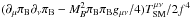 \hbox{$(\partial_\mu \pi_{\rm B} \partial_\nu \pi_{\rm B} - M^2_B \pi_{\rm B} \pi_{\rm B} g_{\mu\nu}/4)T^{\mu\nu}_{\rm SM}/2f^4$}