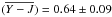 \hbox{$(\overline{Y-J}) = 0.64 \pm 0.09$}