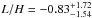 \hbox{$L/H = -0.83^{+1.72}_{-1.54}$}