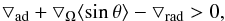 \begin{equation} \bigtriangledown_{\rm ad}+\bigtriangledown_{\Omega}\langle \sin\theta \rangle -\bigtriangledown_{\rm rad}>0, \end{equation}