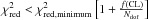 \hbox{$\chi^2_{\rm red}<\chi^2_{\rm red, minimum} \left[1+\frac{f({\rm CL})}{N_{\rm dof}}\right]$}