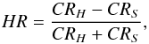 \begin{equation} HR=\frac{CR_H-CR_S}{CR_H+CR_S}, \label{eq:hrdef} \end{equation}