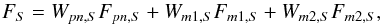 \begin{equation} F_S = W_{pn,S}F_{pn,S}+W_{m1,S}F_{m1,S}+W_{m2,S}F_{m2,S}, \label{eq:sumfluxes} \end{equation}