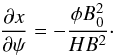 \appendix \setcounter{section}{1} \begin{equation} \frac{\partial x}{\partial\psi} = -\frac{\phi B_0^2}{H B^2} \cdot \label{eq:A4} \end{equation}