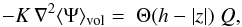 \appendix \setcounter{section}{2} \begin{equation} -K\,\nabla^2\langle\Psi\rangle_{\rm vol}= \;\Theta (h-|z|)\; Q , \end{equation}