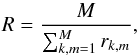 \appendix \setcounter{section}{1} \begin{equation} R = \frac{M}{\sum_{k,m=1}^{M} r_{k,m}} \label{eq:equa2} , \end{equation}