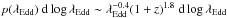 \hbox{$p(\lambda_{\mathrm{Edd}})~{\rm d}\log \lambda_{\mathrm{Edd}} \sim \lambda_{\mathrm{Edd}}^{-0.4}(1+z)^{1.8}~{\rm d}\log \lambda_{\mathrm{Edd}}$}