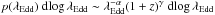 \hbox{$p(\lambda_{\mathrm{Edd}})~{\rm d}\!\log \lambda_{\mathrm{Edd}} \sim \lambda_{\mathrm{Edd}}^{-\alpha}(1+z)^{\gamma}~{\rm d}\!\log \lambda_{\mathrm{Edd}}$}