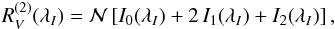 \appendix \setcounter{section}{3} \begin{equation} \R{2}{V}={\cal N}\left[I_0(\lambda_I)+2\,I_1(\lambda_I)+I_2(\lambda_I)\right], \label{eq:R2Vb} \end{equation}