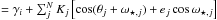 \hbox{$=\gamma_i + \sum_j^N K_j \left[ \cos(\theta_j + \omega_{\star,j}) + e_j \cos \omega_{\star,j} \right]$}