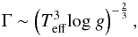 \begin{equation} \Gamma \sim \left(T_{\rm eff}^{3} \mathrm{log} ~{g} \right)^{-\frac{2}{3}}, \label{e:conveff} \end{equation}