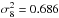 \hbox{$\sigma_8^2 = 0.686$}