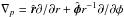 \hbox{$\nabla_p=\hat{\bl r} \partial/\partial r + \hat{\bl \phi} r^{-1} \partial/\partial \phi $}