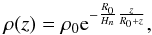 \begin{equation} \rho(z)=\rho_0{\rm e}^{-{R_0\over H_n}{z\over {R_0+z}}}, \label{eq:S1} \end{equation}