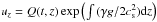 \hbox{$u_z=Q(t,z)\exp{\left (\int{(\gamma g/2c^2_{\rm s}){\rm d}z}\right )}$}