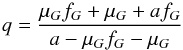 \begin{equation} q = \frac{\mu_G f_G + \mu_G + a f_G}{a -\mu_G f_G - \mu_G} \label{eq:qFromGaia} \end{equation}