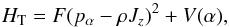 \begin{equation} \label{HT} H_{\rm T} = F(p_\alpha - \rho J_z)^2+V(\alpha), \end{equation}
