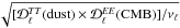 \hbox{$\sqrt{[\dltt (\text{dust}) \times \dlee (\text{CMB})]/\nu_{\ell}}$}