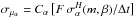 \hbox{$\sigma_{\mu_\alpha} = C_\alpha \, \bigl[ F \, \sigma_\alpha^H(m,\beta)/\Delta t \bigr]$}