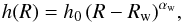 \begin{equation} h(R)=h_0 \, (R-R_{\rm w})^{\alpha_{\rm w}}, \label{hzwarp} \end{equation}