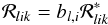\begin{equation} {\mathcal R}_{lik} = b_{l,i} {\mathcal R}^*_{lik} \end{equation}
