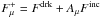 \hbox{$F_{\mu}^{+} = F^{\rm drk} + A_{\mu} F^{\rm inc}$}