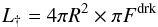 \begin{equation} L_{\dag} = 4\pi R^{2} \times \pi F^{\rm drk} \end{equation}