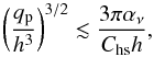 \begin{equation} \left(\frac{q_{\rm p}}{h^3}\right)^{3/2} \lesssim \frac{3 \pi \alpha_{\nu}}{C_{\rm hs} h}, \label{eq:q_nogap} \end{equation}