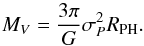 \begin{equation} M_V=\frac{3\pi}{G}\sigma_{P}^{2}R_{\rm PH}. \label{eq:M_V} \end{equation}
