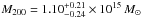 \hbox{$M_{200}=1.10_{-0.24}^{+0.21}\times {10^{15}\,M_{\odot}}$}