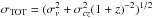 \hbox{$\sigma_{\rm{TOT}} = ( \sigma_{v}^2 + \sigma_{cz}^2 (1+z)^{-2})^{1/2}$}