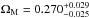 \hbox{$\Omega_{\rm M} = 0.270^{+0.029}_{-0.025}$}