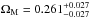\hbox{${\Omega_{\rm M}=0.261^{+0.027}_{-0.027}}$}