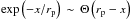 \hbox{$\exp\left(-x/r_{\rm p}\right)\,\sim\,\Theta\left(r_{\rm p}-x\right)$}