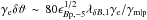 \hbox{$\gamma_{\rm e}\delta\vartheta\,\sim\, 80 \epsilon_{B\rm p,-5}^{1/2}\lambda_{\delta B,1}\gamma_{\rm e}/\gamma_{\rm m\vert p}$}