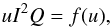 \begin{equation} \displaystyle uI^2Q = f(u), \end{equation}