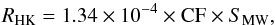 \begin{equation} R_{\rm HK} = 1.34\times10^{-4} \times {\rm CF} \times S_{\rm MW}, \label{eq:RHK} \end{equation}