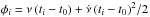 \hbox{$\phi_i = \nu\,(t_i-t_0) + \dot{\nu}\, (t_i-t_0)^2/2$}