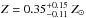 \hbox{$Z=0.35^{+0.15}_{-0.11}~Z_{\odot}$}