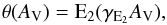 \begin{equation} \label{eq:dust shielding exponential integral} \theta(A_{\text{V}}) = {\textrm{E}_2}(\gamma_{\textrm{E}_2} A_\text{V}), \end{equation}