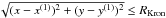 \hbox{$\sqrt{(x-x^{(1)})^2 + (y-y^{(1)})^2} \leq R_\mathrm{Kron}$}