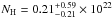 \hbox{$N_{\rm H}=0.21^{+0.59}_{-0.21}\times10^{22}\,$}