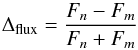 \begin{equation} \Delta_{\rm flux}=\frac{F_n-F_m}{F_n+F_m} \label{var_eq} \end{equation}