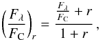 \appendix \setcounter{section}{2} \begin{equation} \label{eq:veiling} \biggl(\frac{F_\lambda}{F_{\rm C}}\biggr)_{r}=\frac{\frac{F_\lambda}{F_{\rm C}} + r}{1 + r}\,, \end{equation}