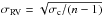 \hbox{$\sigma_{\rm RV} = \sqrt{\sigma_{\rm c}/(n-1)}$}