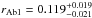 \hbox{$r_{\rm Ab1}=0.119_{-0.021}^{+0.019}$}