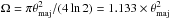 \hbox{$\Omega=\pi \theta_{\rm maj}^2/(4 \ln 2)=1.133\times \theta_{\rm maj}^2$}
