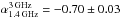 \hbox{$\alpha_{\rm 1.4\, GHz}^{\rm 3\, GHz}= -0.70\pm0.03$}