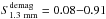 \hbox{$S_{\rm 1.3~mm}^{\rm demag}=0.08{-}0.91$}