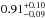 \hbox{$0.91^{+0.10}_{-0.09}$}